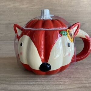 New Fox Coffee Mug Lid Soup Tea Sunflower Fox Tail Fall Sunflower Pumkin shape